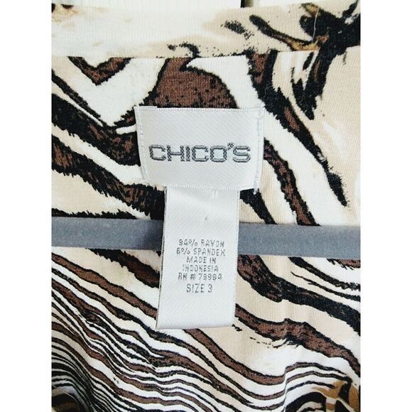 Chico's 3 Animal Prints‎ T-Shirt 3/4 Sleeve Stretch Top XL V-Neck - Picture 6 of 6